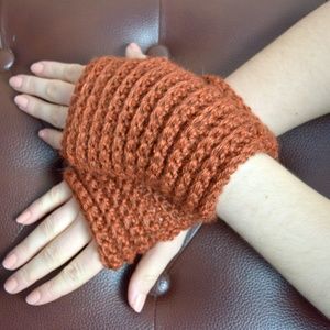 Fingerless Gloves Brown Wrist Warmers Texting
